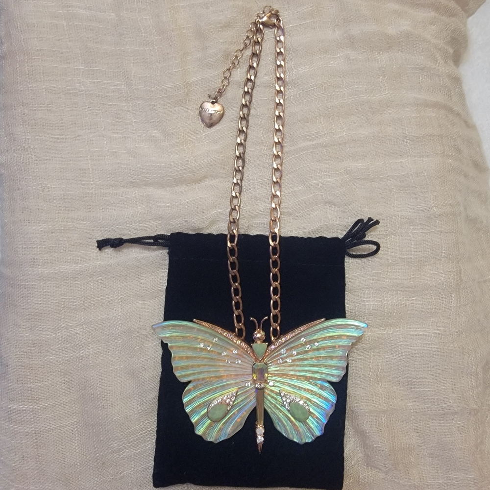 Betsey Johnson Flutterby Opal Necklace